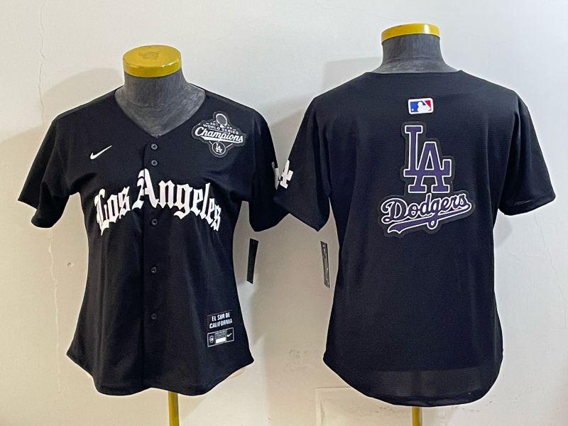 Women 2026 Los Angeles Dodgers Blank Black Game Nike MLB Jersey style 0026